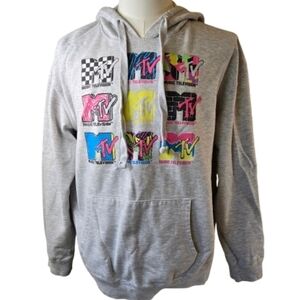 MTV Logo Gray Hoodie Sweatshirt XXL